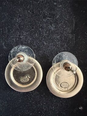 Authentic repurposed:CHANEL Black and Gold Crystal Rim Earrings